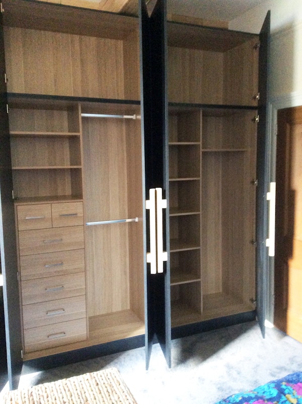 Black doors with Natural oak carcass and inserts 1